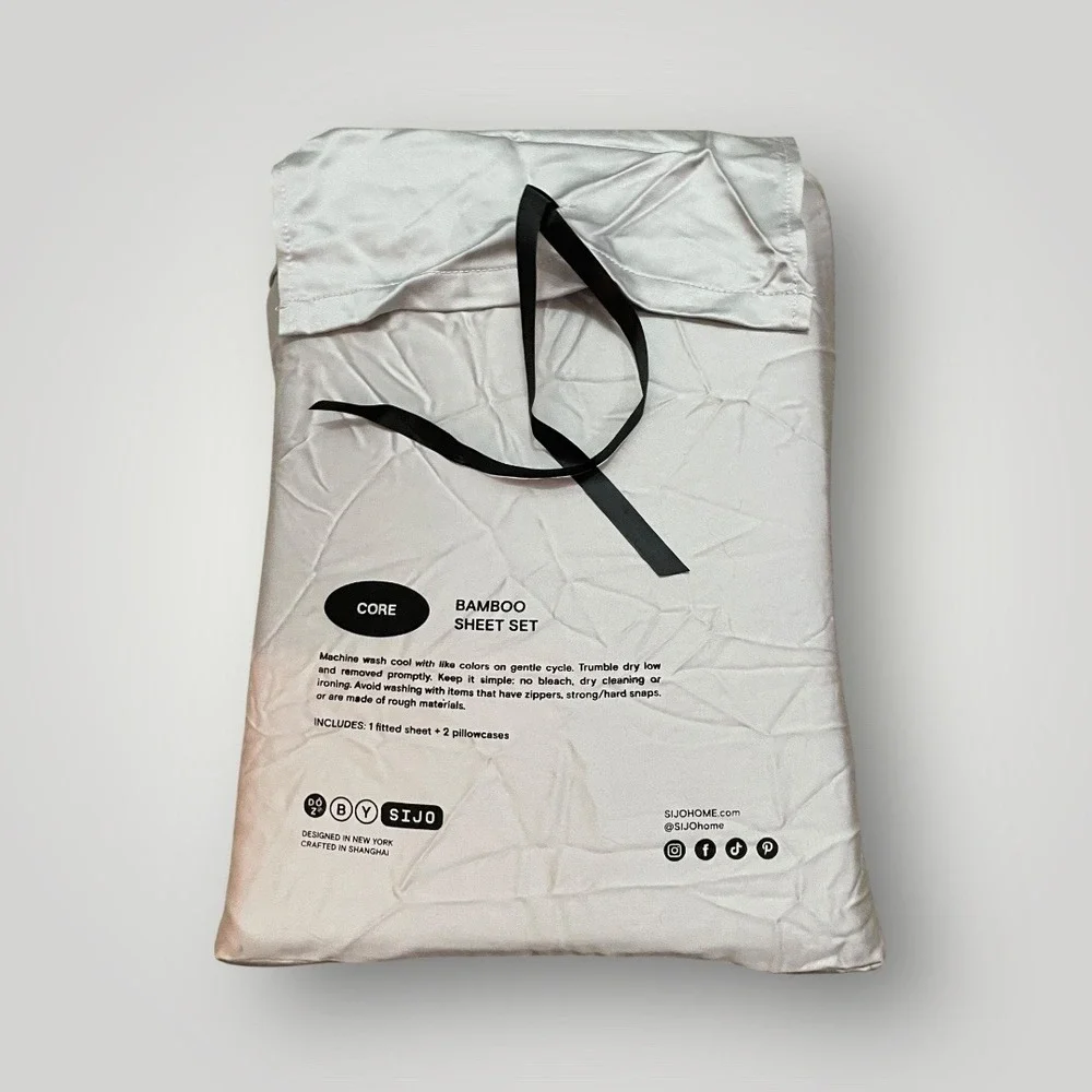 Doz By Sijo Core Bamboo Sheet Set Queen Dove Grey Fitted‎ Sheet Two Pillowcases
